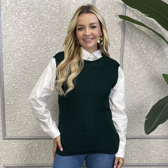 Colete Feminino Tricot Pullover Max Fang Casual Confortável