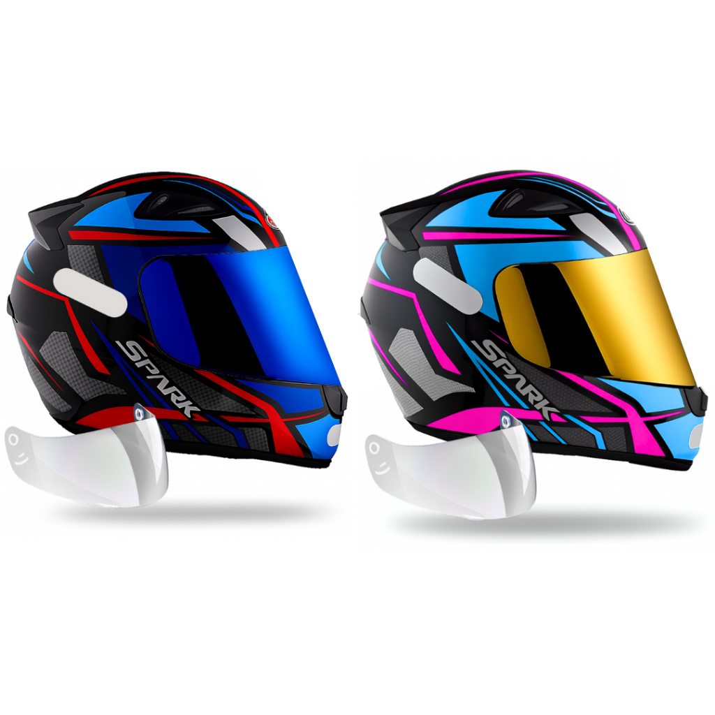 Kit Capacete Ebf Ebf Azul Tiffany + Viseira Azul/dourada