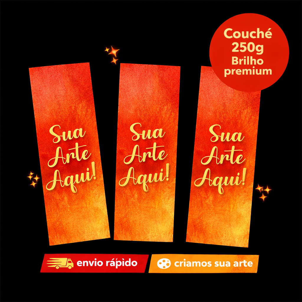 Marcador de Página Personalizado, 18x5cm Só Frente, Couchê 250g brilho (Criamos sua Arte)