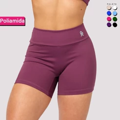 Short Fitness Meia Coxa Cintura Alta Poliamida Premium Zero Transparência Academia Básico Feminino