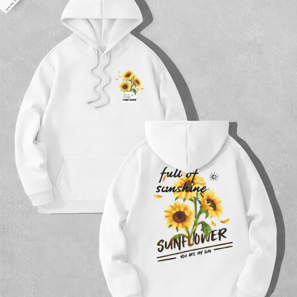 Moletom Canguru Feminino Flores Girassol Blusa De Frio Algodão Tendencia Lançamento