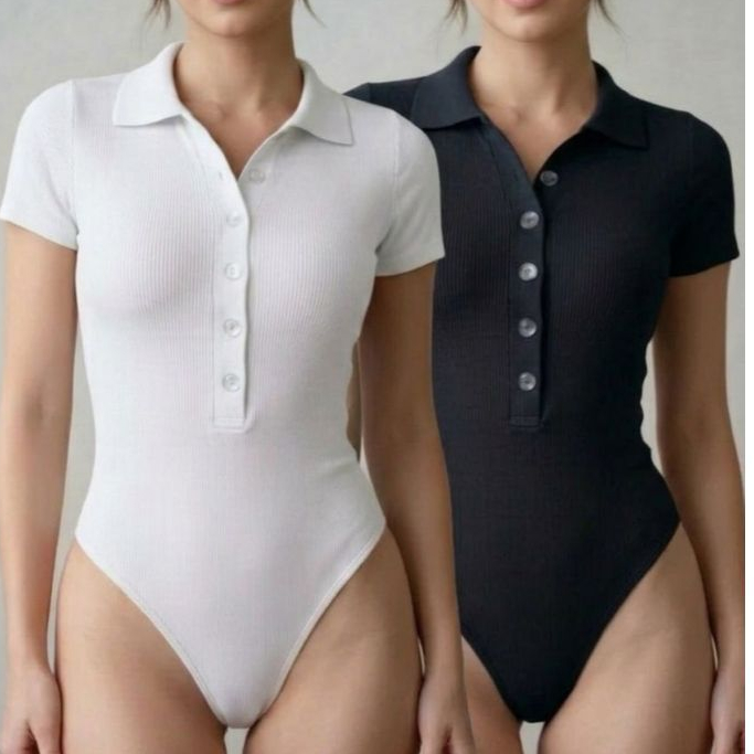 Body Polo Feminino Com Botões Manga Curta Canelado Premium Manguinha Decote Casual em Oferta na Shopee