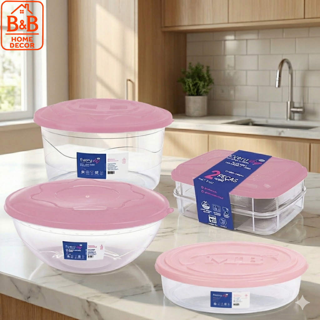 Kit Potes Mantimentos 4 Peças Porta Frios Duplo Saladeira Torteira Plástico Premium