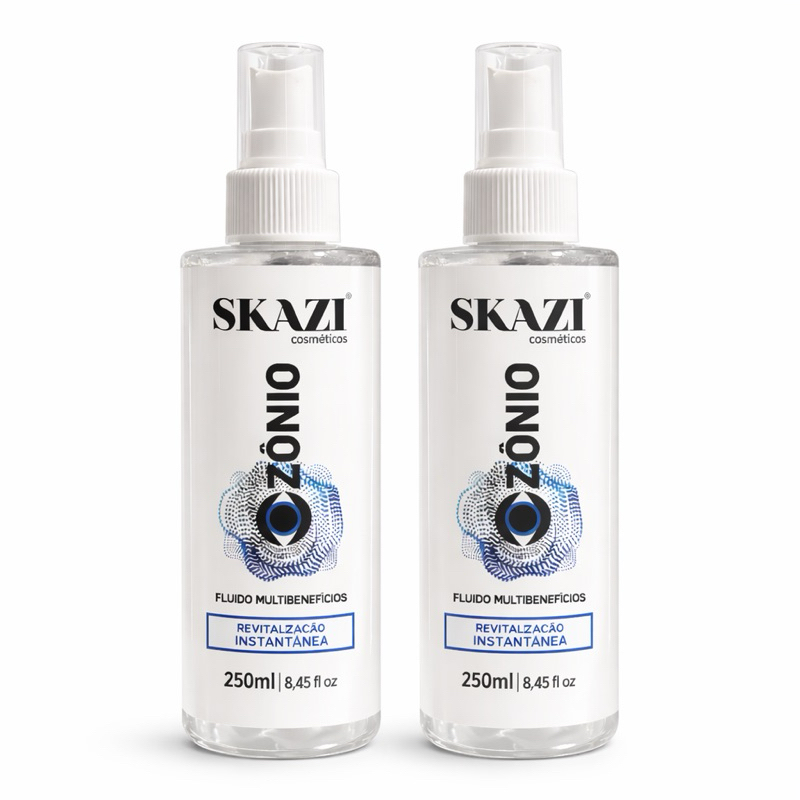 Kit 2 Sprays Ozônio Skazi 250ml – Aminoácidos, Proteção Térmica, Brilho e Revitalização