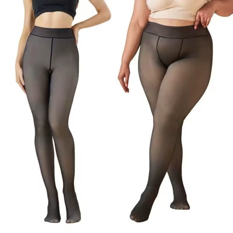Meia-Calça Térmica Forrada Peluciada Translúcida P-G de Lã Legging Grossa Inverno Quente Feminina moda
