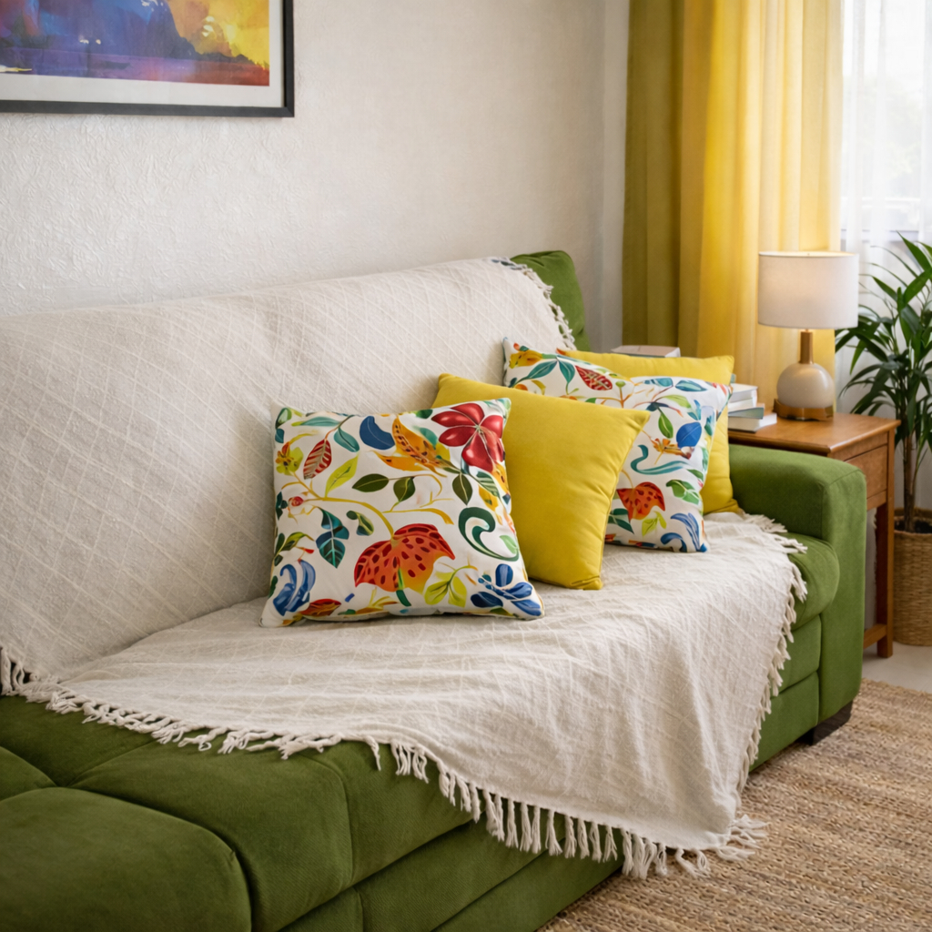 Manta Decorativa para Sofá e Cama 1,40x2,00 Cru | Peseira Elegante Sala Quarto Luxo Premium — imagem 2 de 2