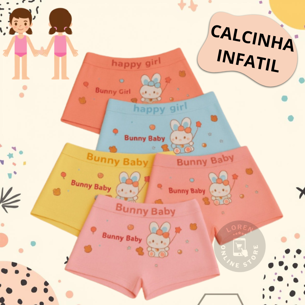 Kit Até 12 Calcinhas Importada box Shortinho Infantil menina Estampada Tam 02 a 10 Anos