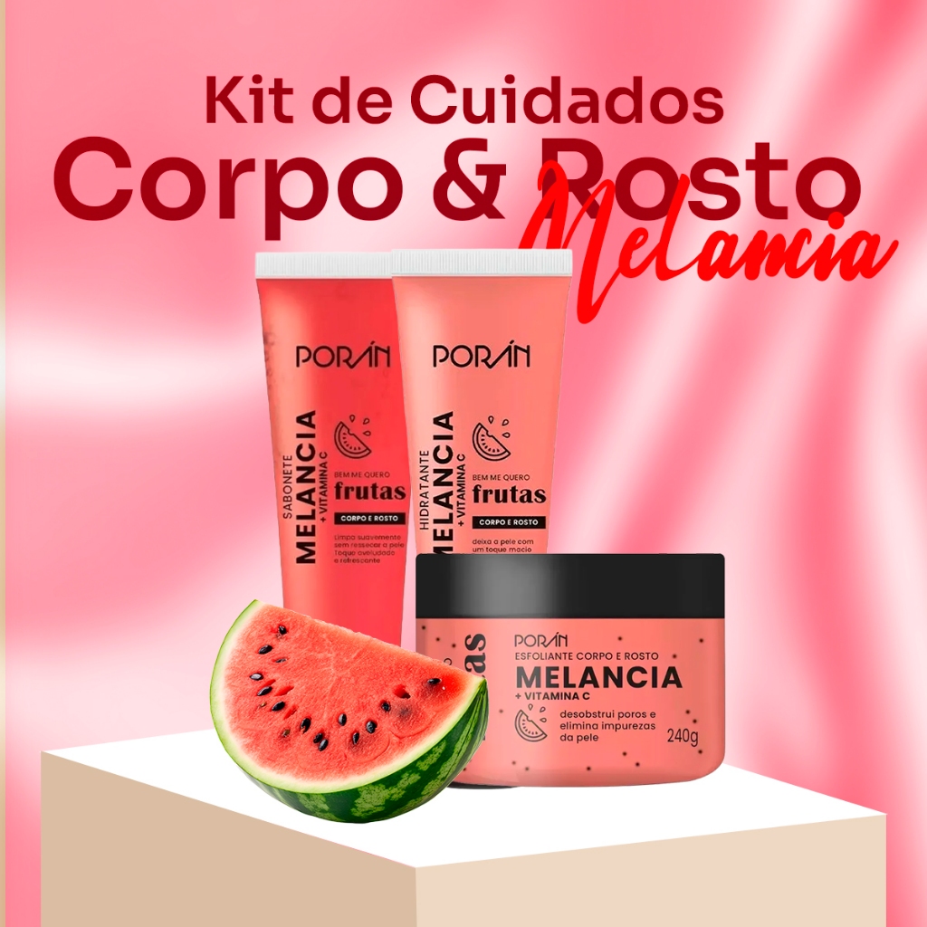 Kit Hidratante + Esfoliante + Sabonete Melancia + Vitamina C Bem Me Quero Frutos Poran em Oferta na Shopee