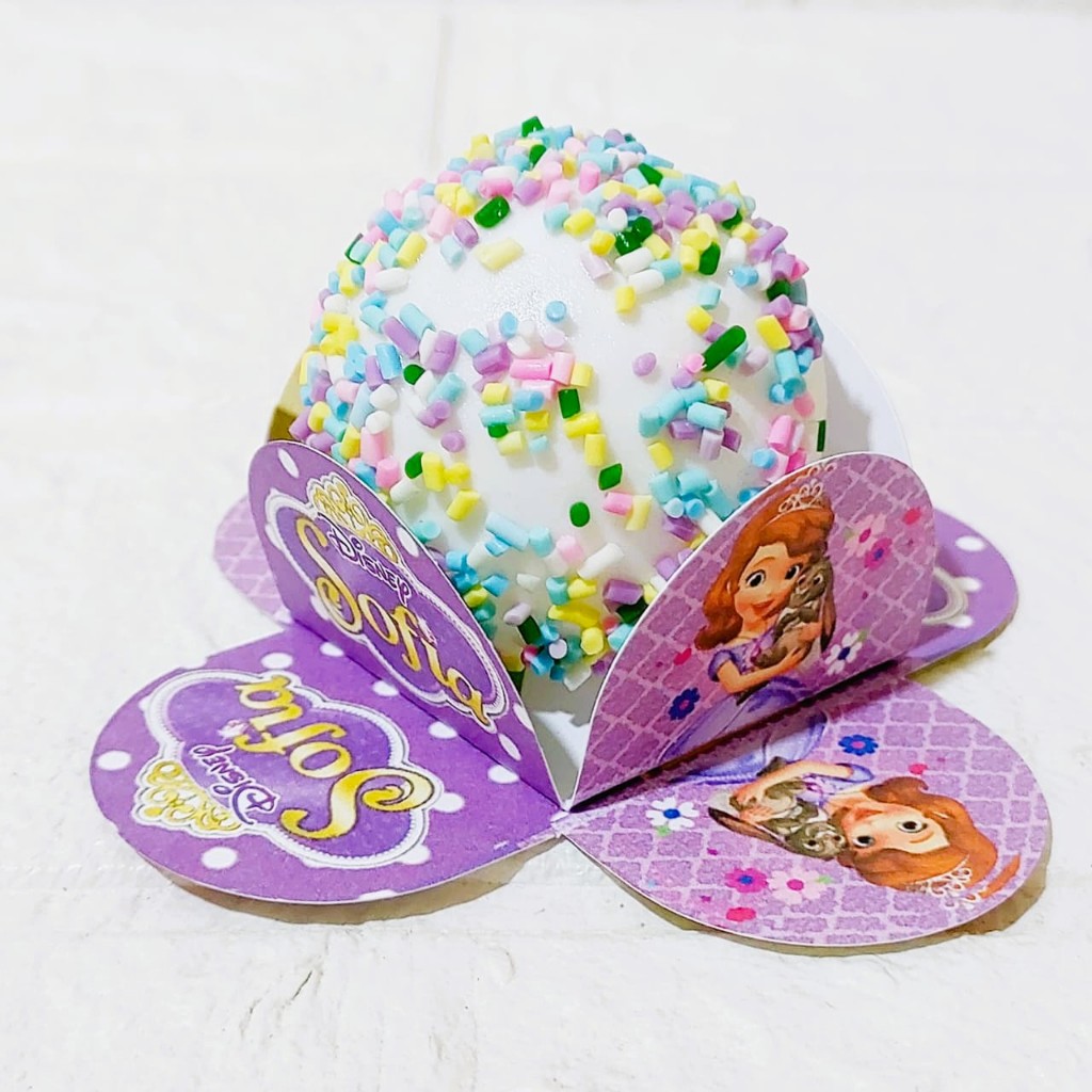 Forminhas Personalizada do tema Princesa SOFIA Forma de Brigadeiro 4 Pétalas de Aniversário