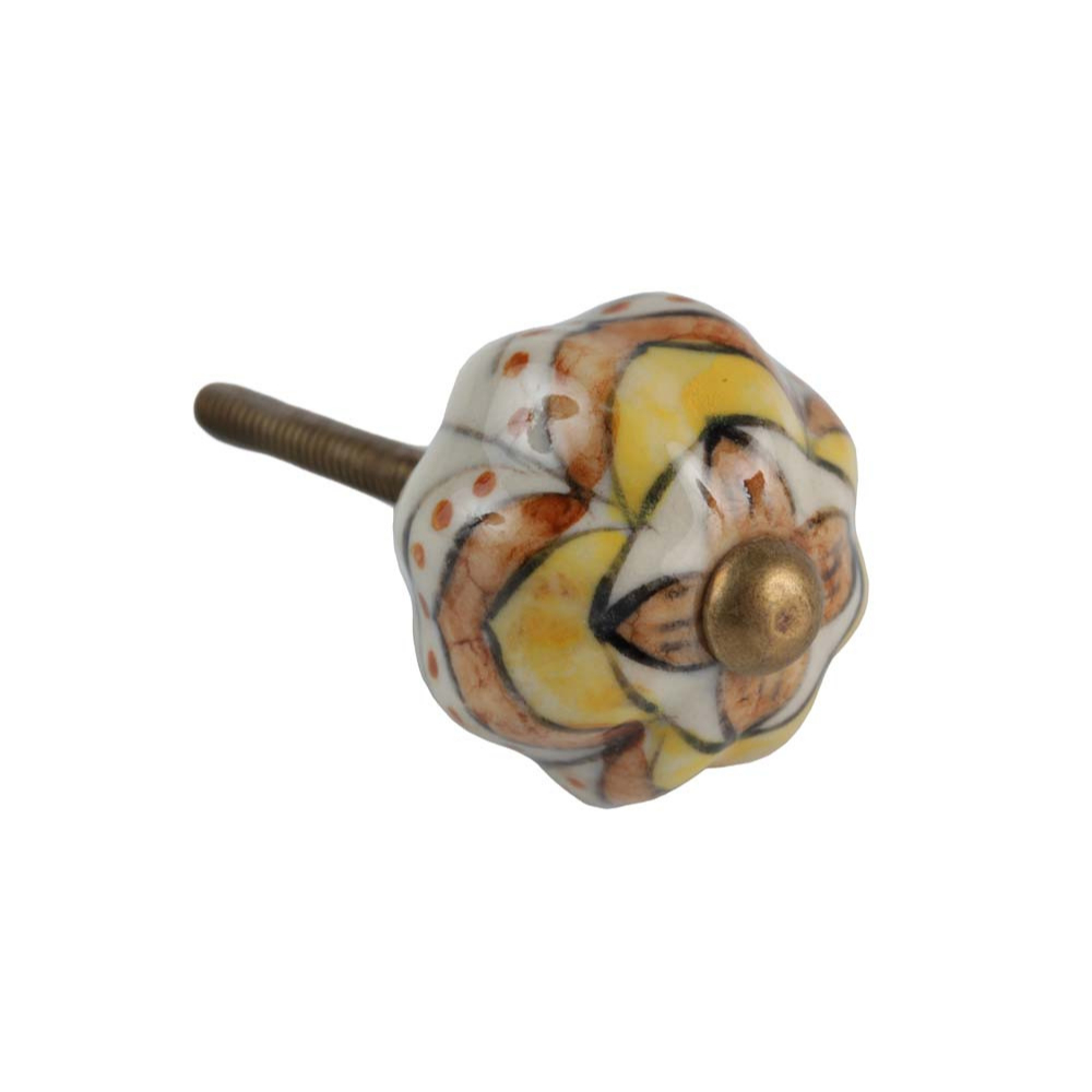 Puxador em Cerâmica Decorado com Flor de Bule para Comoda Armario Gaveta Decoração
