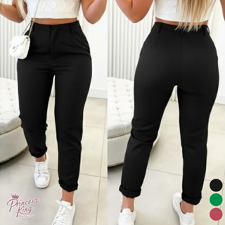 Calça Alfaiataria Feminina Cintura Alta Com Pença Casual e Social do P ao GG em Oferta na Shopee