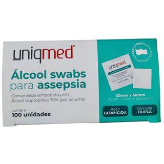 Álcool Swab 70% Lenços Umedecidos Saches UNIQMED em Oferta na Shopee