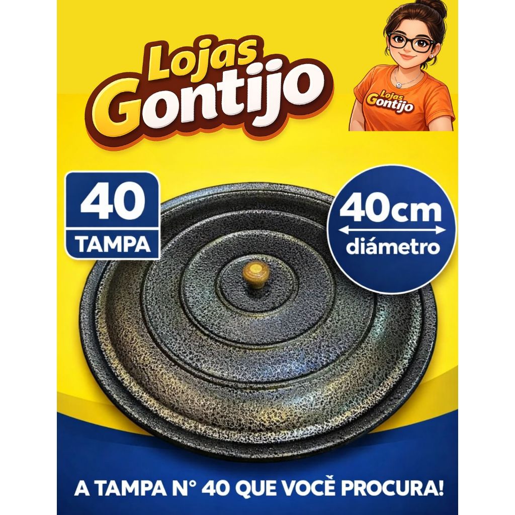 Tampa Alumínio 40cm Grande para Disco de Arado Tachos Panela Paella , Cor Preta Pegador em Madeira EXCLUSIVO