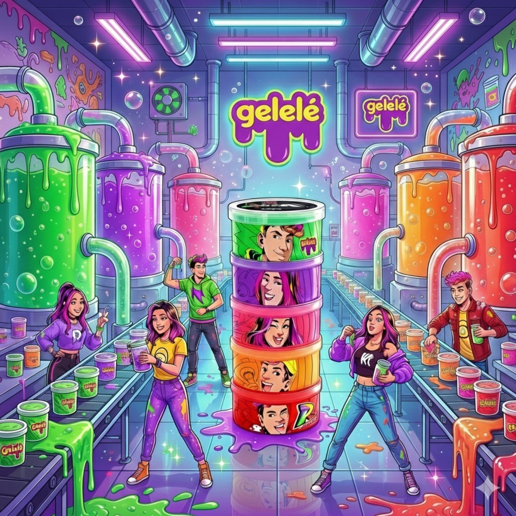 Slime Dos Rosa Youtubers Torre 330g  5 Cores Gelelé