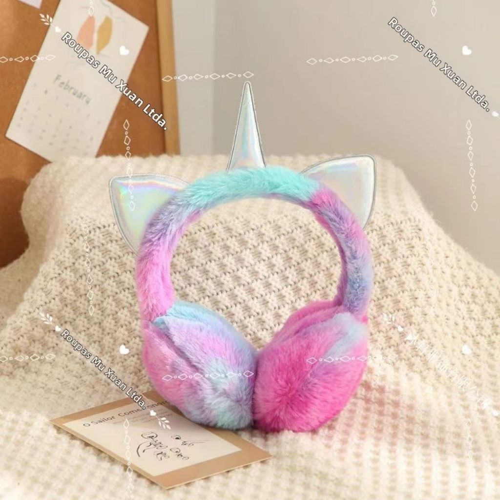 Protetor de Orelha Unicórnio Infantil Inverno Pelúcia Quentinho e fofo