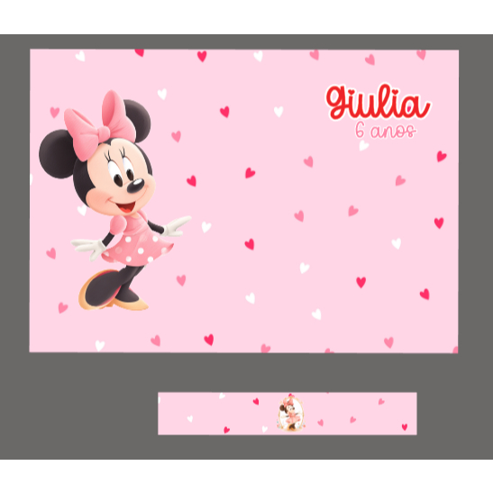 Kit Jogo Americano + Porta talheres de papel personalizados -Minnie- FAZEMOS TODOS OS TEMAS