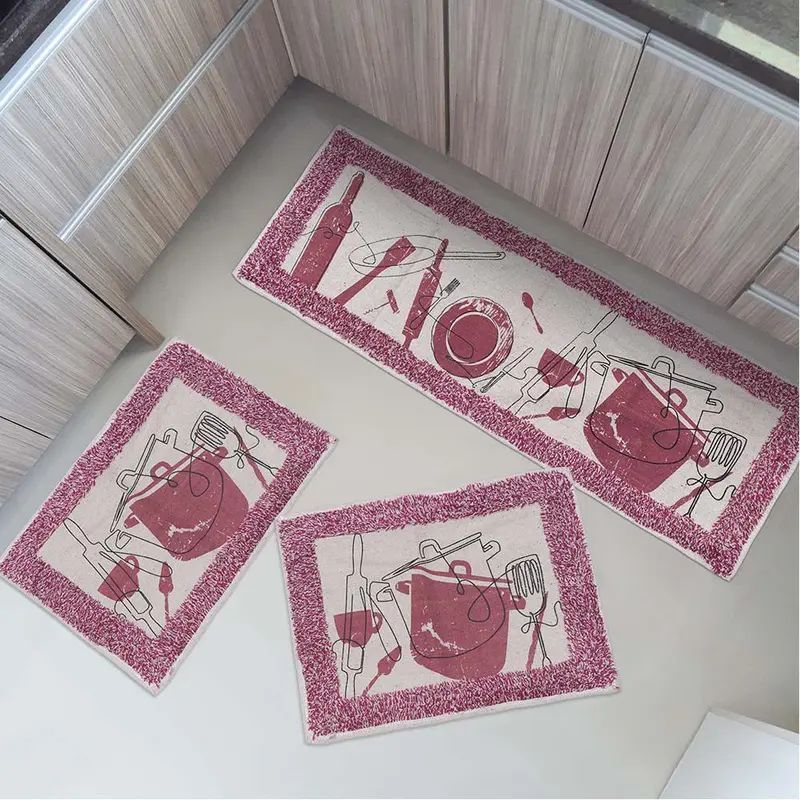 Kit Tapete de Cozinha Ornare Sultan 3 Peças Algodão Jogo para Cozinha