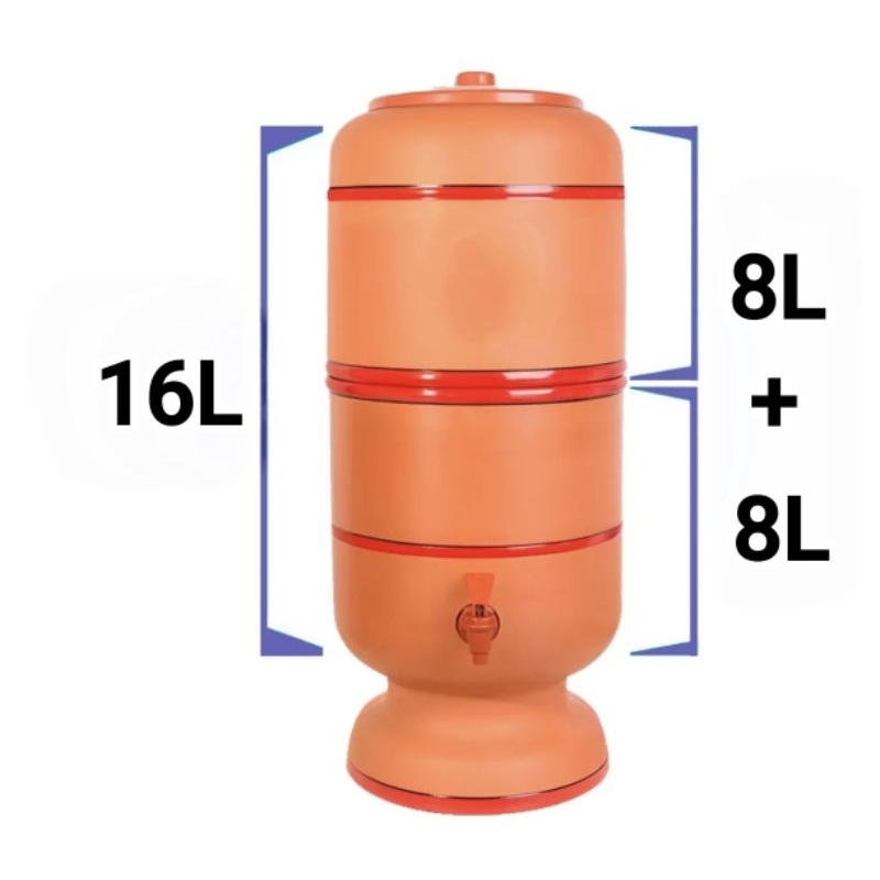 Filtro de Barro 16Litros (8L+8L) / Com tampa, torneira,duas bóias e duas velas purificadoras. Água pura e fresca.