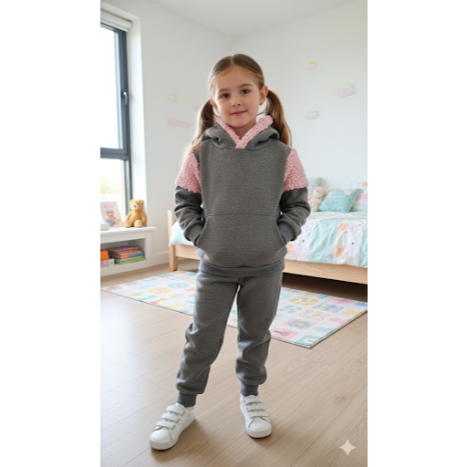 Conjunto Infantil Moletom Peluciado Premium Não Dá Bolinha Com Punho capuz forrado e recorte nas mangas com ted