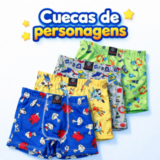 Cueca Boxer Box Menino Estampada Desenho Confortável P M G GG em Oferta na Shopee