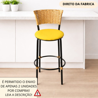 1 BANQUETA ALTA REVESTIDA EM FIBRA SINTETICA NA COR BANANA MESCLADA AREA GOURMET COZINHA BALCÃO em Oferta na Shopee