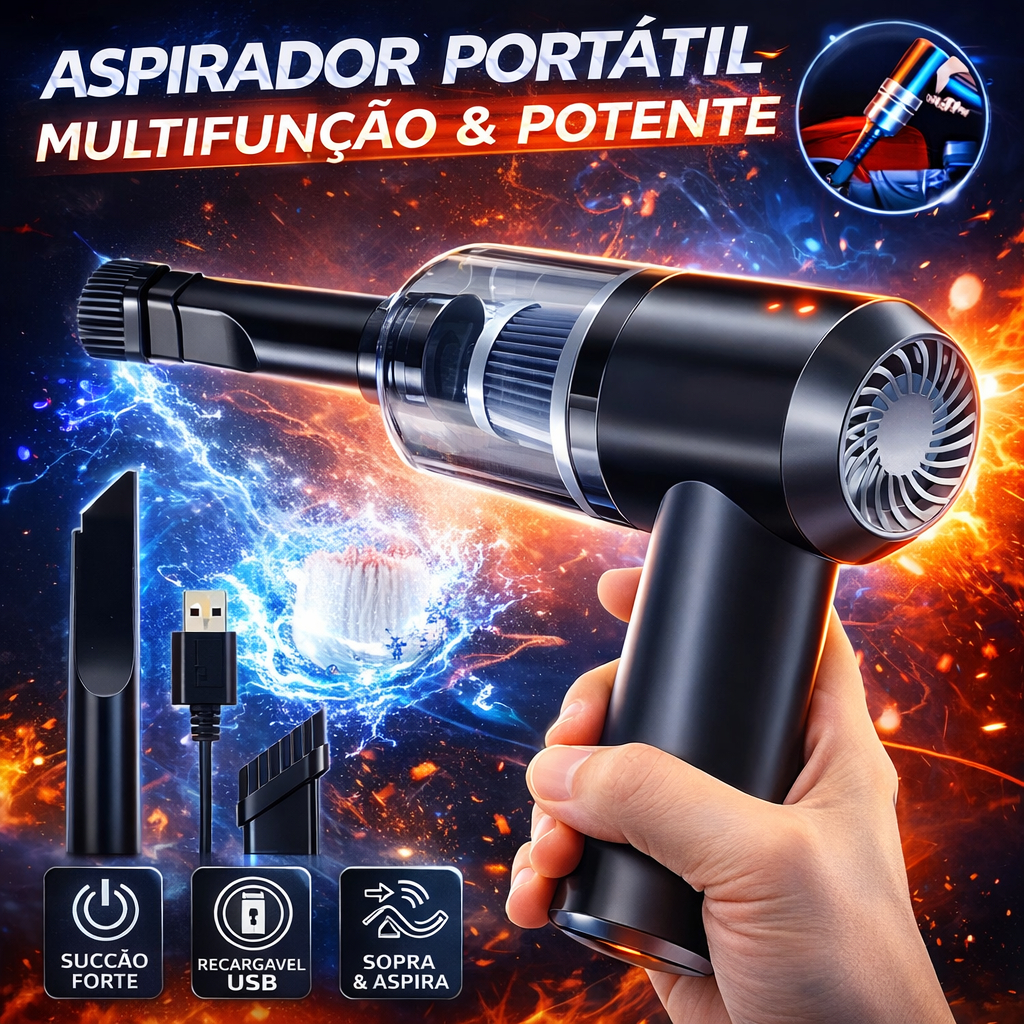 Mini Aspirador de Pó Portátil Potente Recarregável