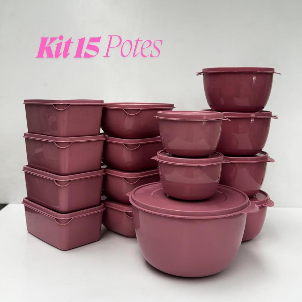 Potes herméticos Kit 15 Potes Plasticos Variados