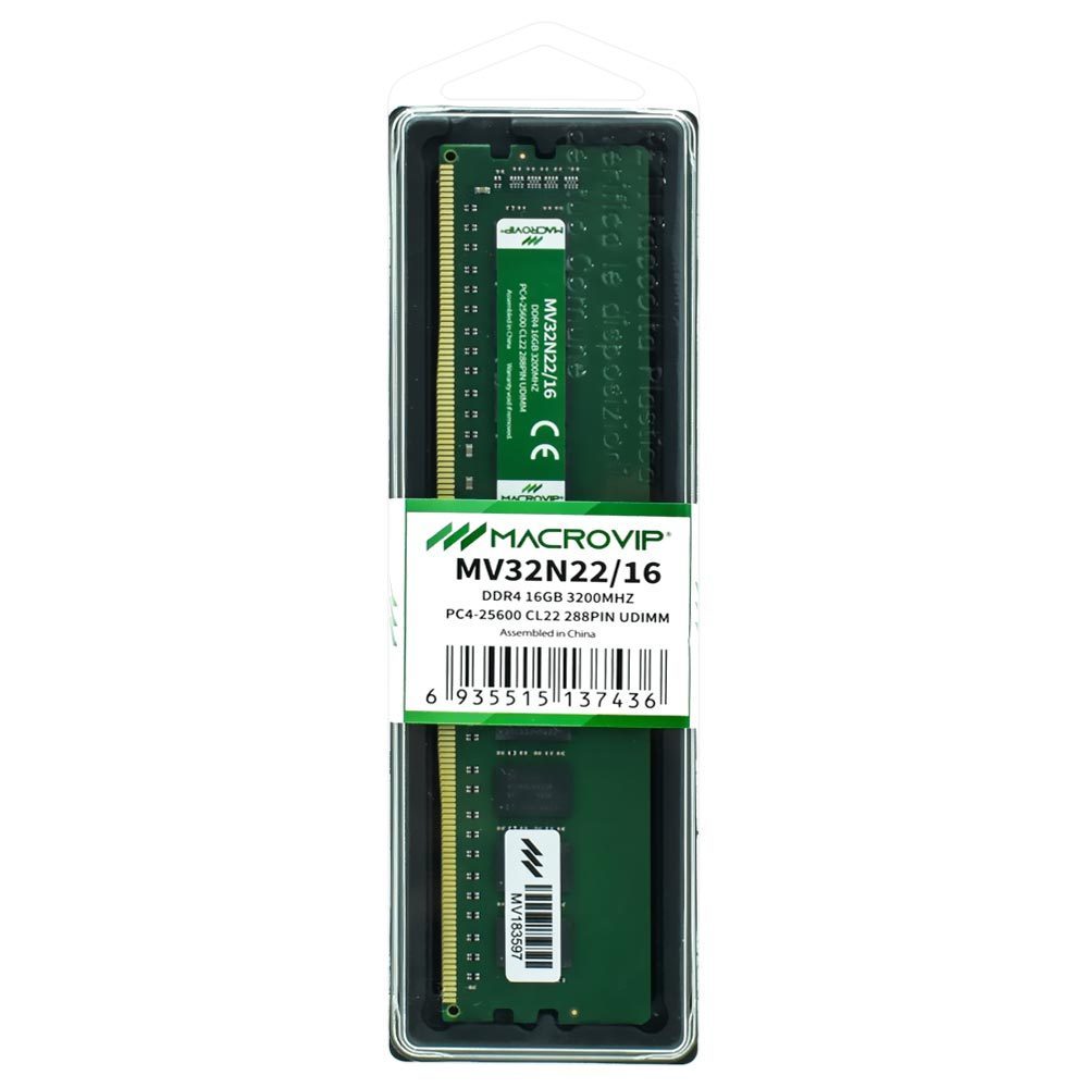 Memória Macrovip 16GB DDR4 3200MHz MV32N22/16 - CL22 1.2V UDIMM para Desktop