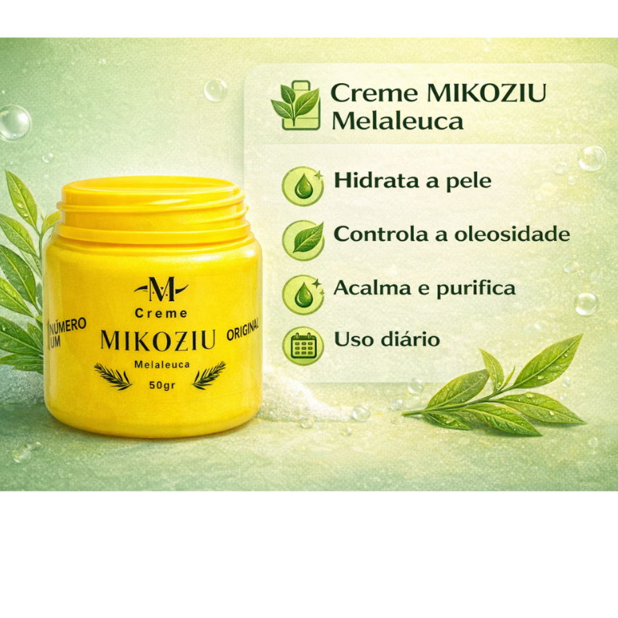 Mikoziu Melaleuca Creme 50g  Limpeza, Hidratação e Cuidado Diário Equilíbrio e Hidratação da Pele