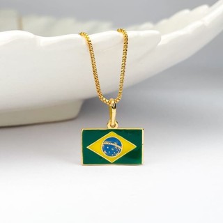 Colar bandeira folheado do Brasil banhado no ouro 18k ou prata 925 bandeira