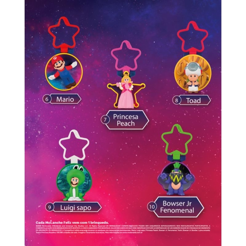 Brinquedos MC Donald's x Super Mario Galaxy (TODOS NA CAIXA)
