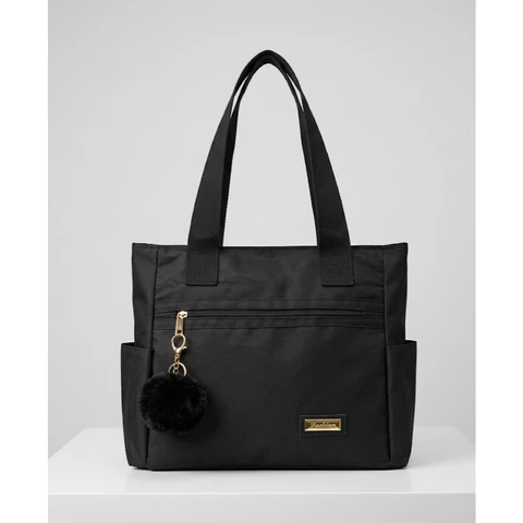 Bolsa De Ombro Feminina Grande Tipo Sacola Universitária Material Reforçado Com Opção a Pompom