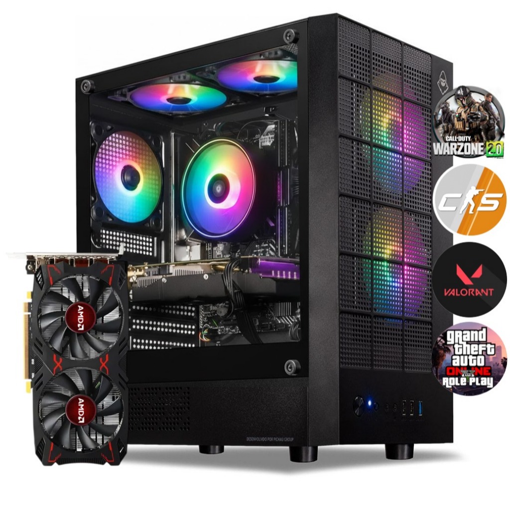 Computador CPU PC Gamer Intel 16gb Ram SSD 128GB NVME RX 580 8GB GTA RP CS2 Fortnite