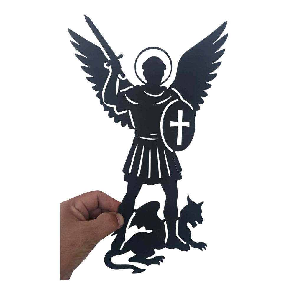 Quadro São Miguel Arcanjo Aplique Mdf 3mm Vazado Anjo decoração de parede santo