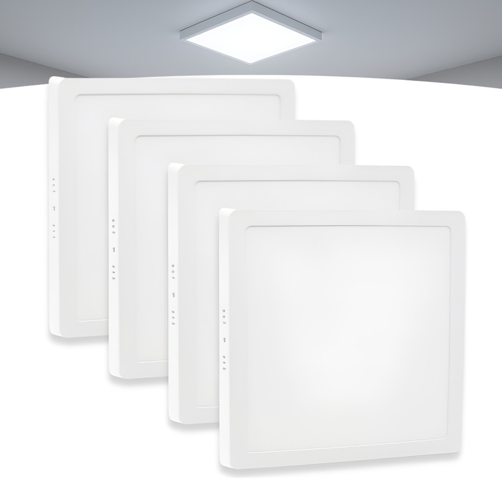 Kit 4 Painel Sobrepor 40W Led Quadrado Compacto Branco e Preto Luz 6500K Branco Frio Bivolt