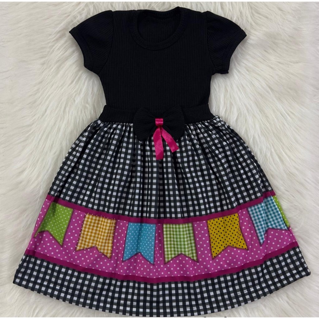 Vestido Infantil Festa Junina Temático Manga Curta Menina Caipira