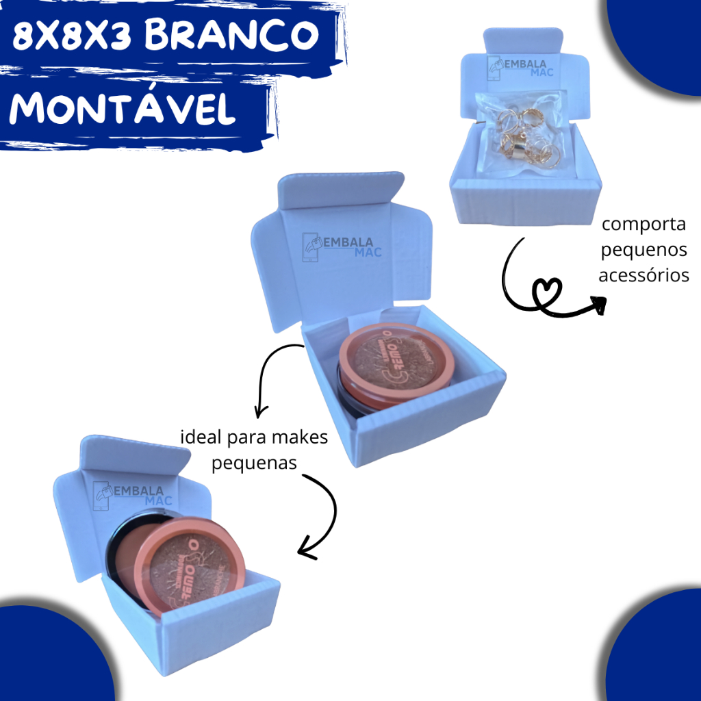 100 Caixas De Papelão Branco Bijouteria 8x8x3 Montável Envios em Oferta na Shopee