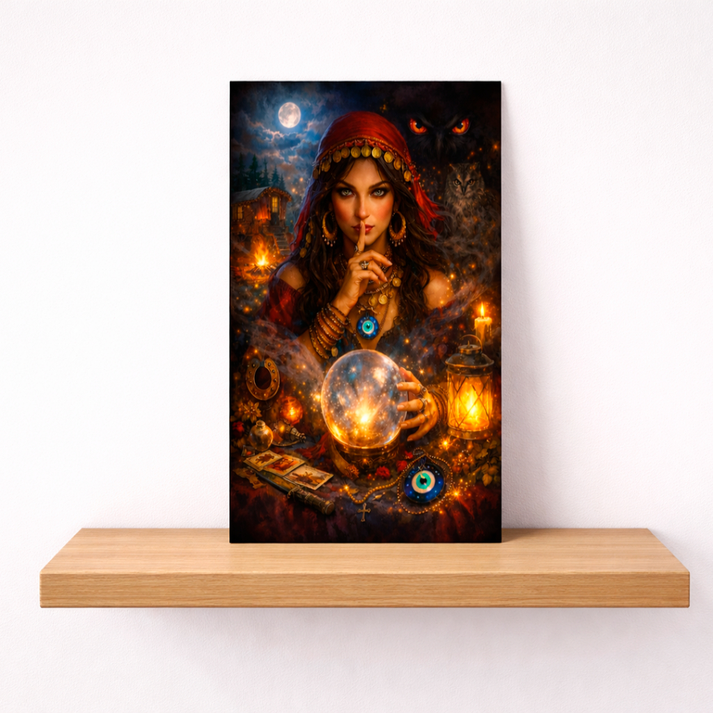 QUADRO DECORATIVO PLACA MDF-POMBA GIRA CIGANA CIGANA NO SILÊNCIO