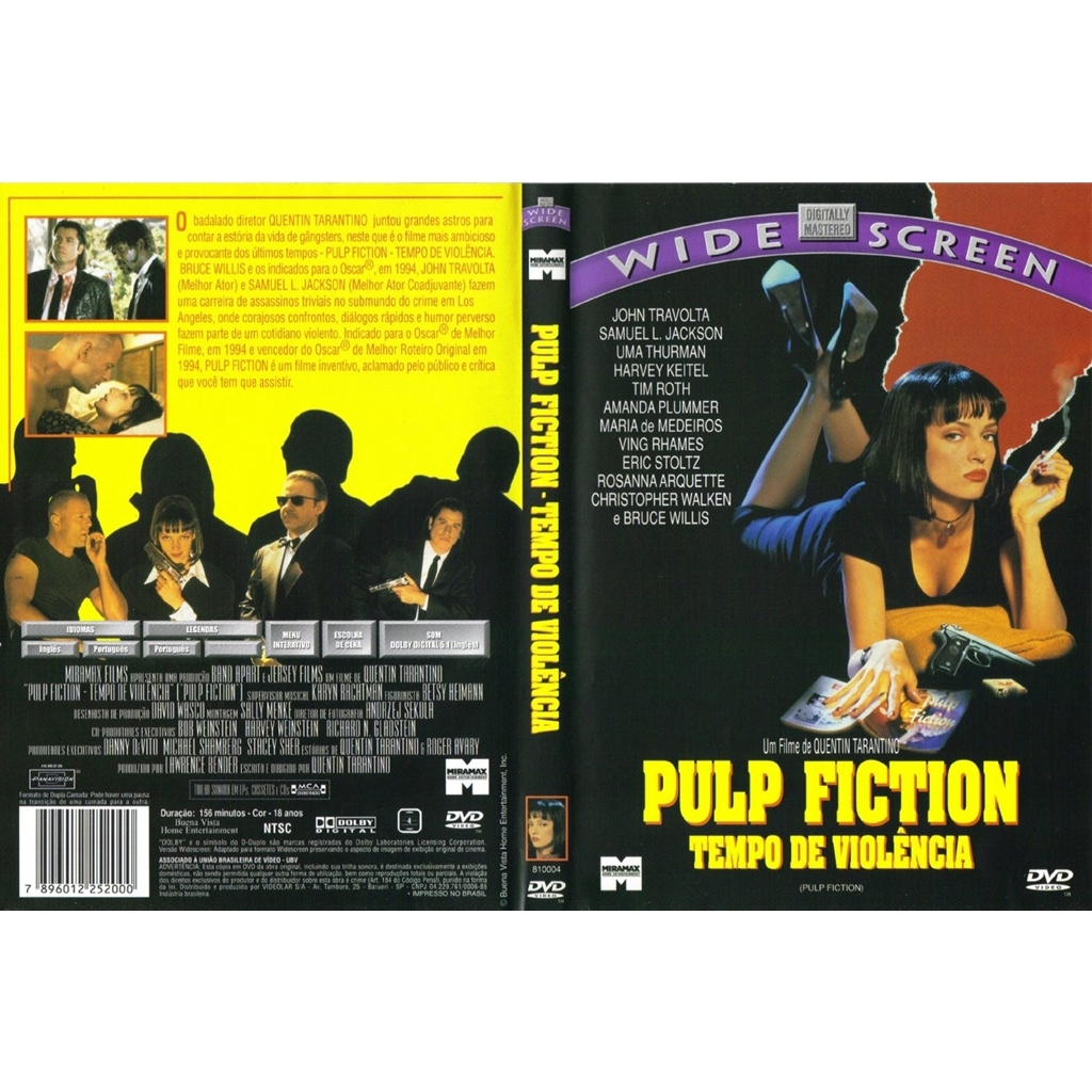 Pulp Fiction Quentin Tarantino Bruce Willys Dublado E Leg FÃ MADE CONFORME LEI VIGENTE    DVD Pulp Fiction - Tempo de Vi