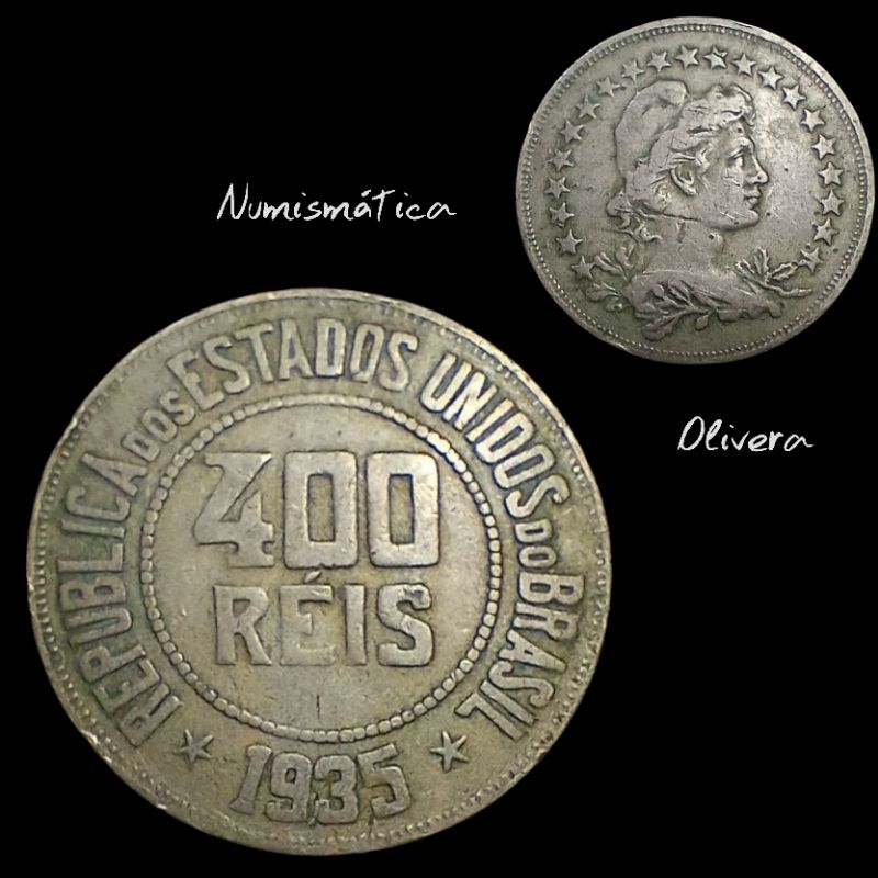 L.: 0399 - Moeda antiga Brasil 400 réis 1935.