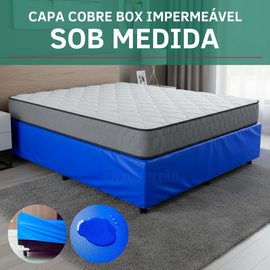 Capa Protetora Cobre Box Sob Medida Solteiro, Casal, Queen E King Impermeável Antialérgico Premium