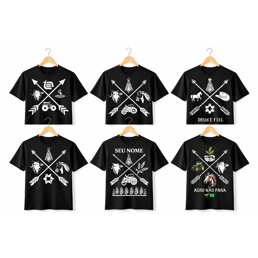Camiseta Agropecuária Masculina Estampada Estilo Rural Country Confortável
