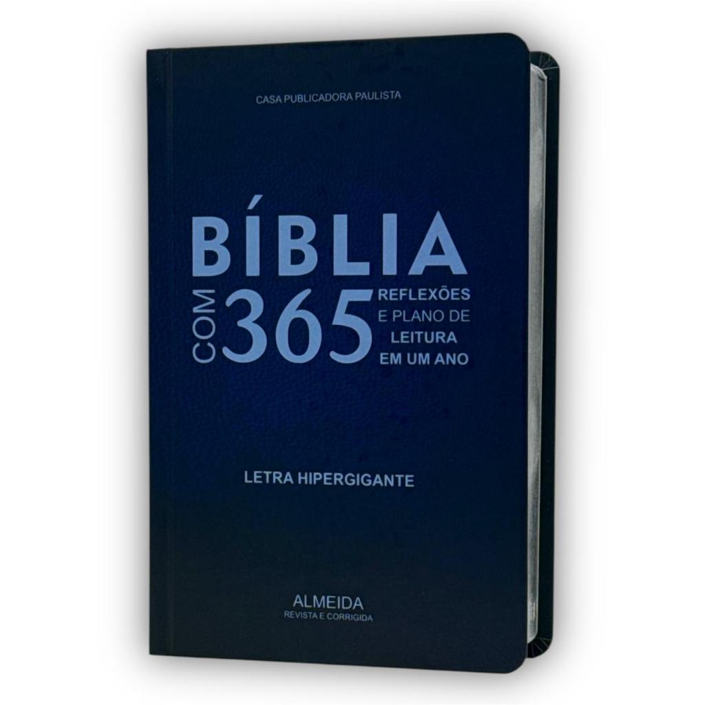 Bíblia Sagrada Cristã 365 Reflexões E Plano De Leitura Anual Capa Dura Arc Hipergigante Cor Azul