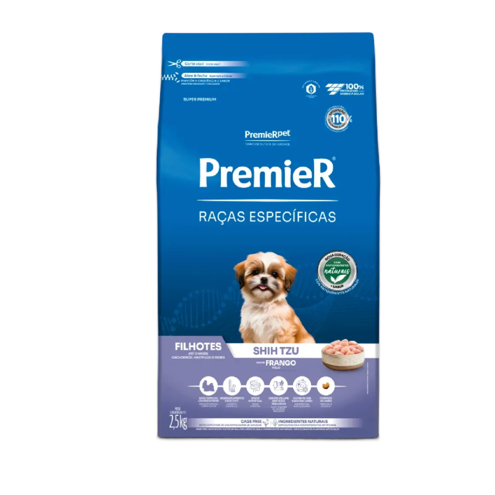 Ração Premier Shih Tzu Filhote 2,5kg Raças Específicas Nutrição Especial Pelagem Saudável