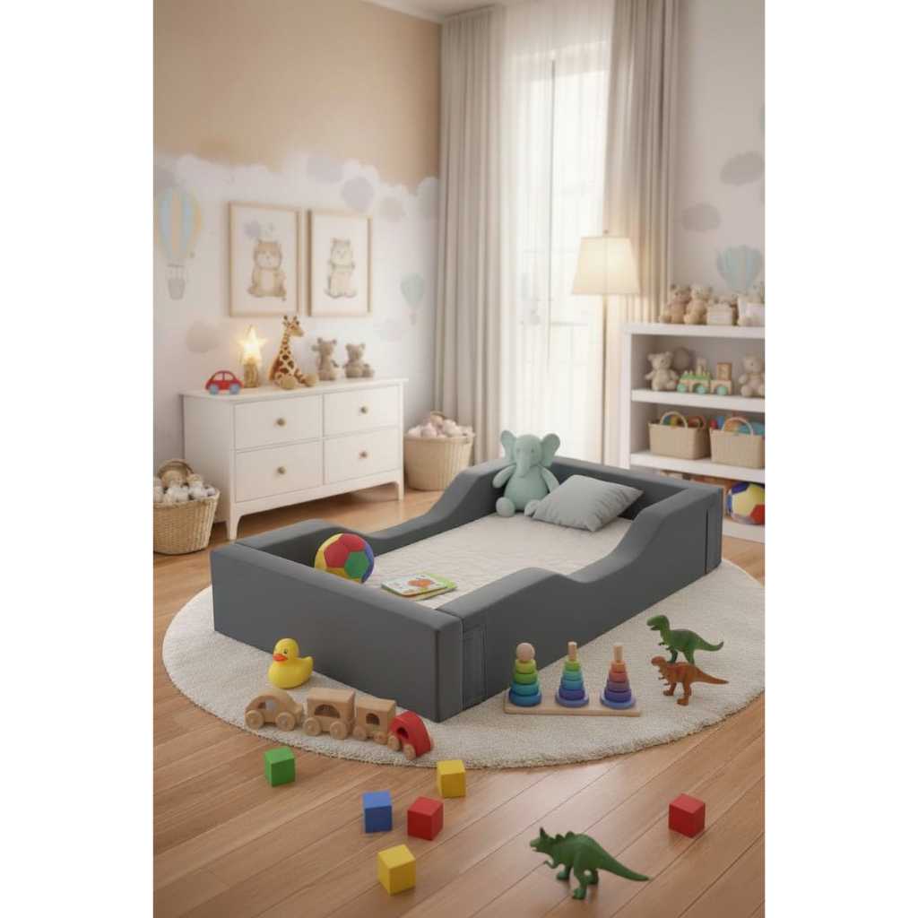 MINI CAMA INFANTIL ESPUMADA MONTESSORIANA BERÇO CRIANÇA COM PROTEÇÃO
