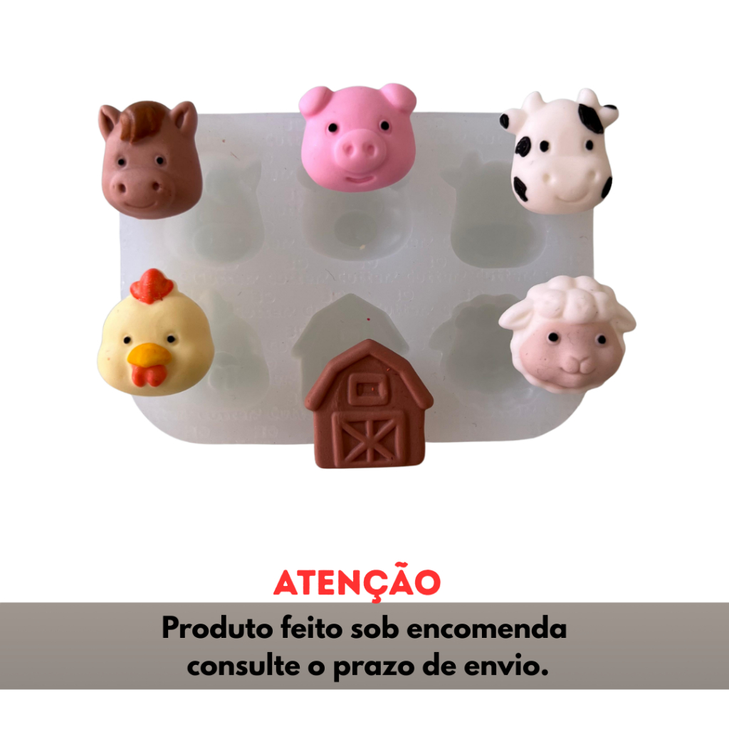 Molde de Silicone para apliques de Confeitaria - Fazendinha
