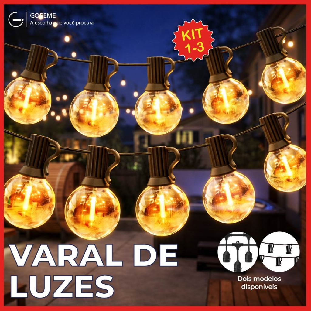 Varal de Luzes 5 Metros Cordão IP20 A Prova dágua Sem Lâmpada Bocal E27 em Oferta na Shopee