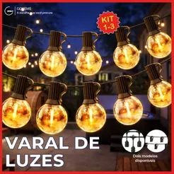 Varal de Luzes 5 Metros Cordão IP20 A Prova dágua Sem Lâmpada Bocal E27