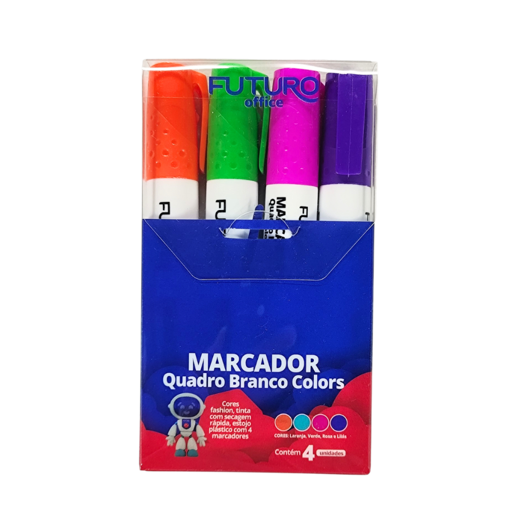 Pincel Caneta para Quadro Branco Estojo com 4 Cores Marcador Apagável Lousa Escolar White Board Wbm em Oferta na Shopee