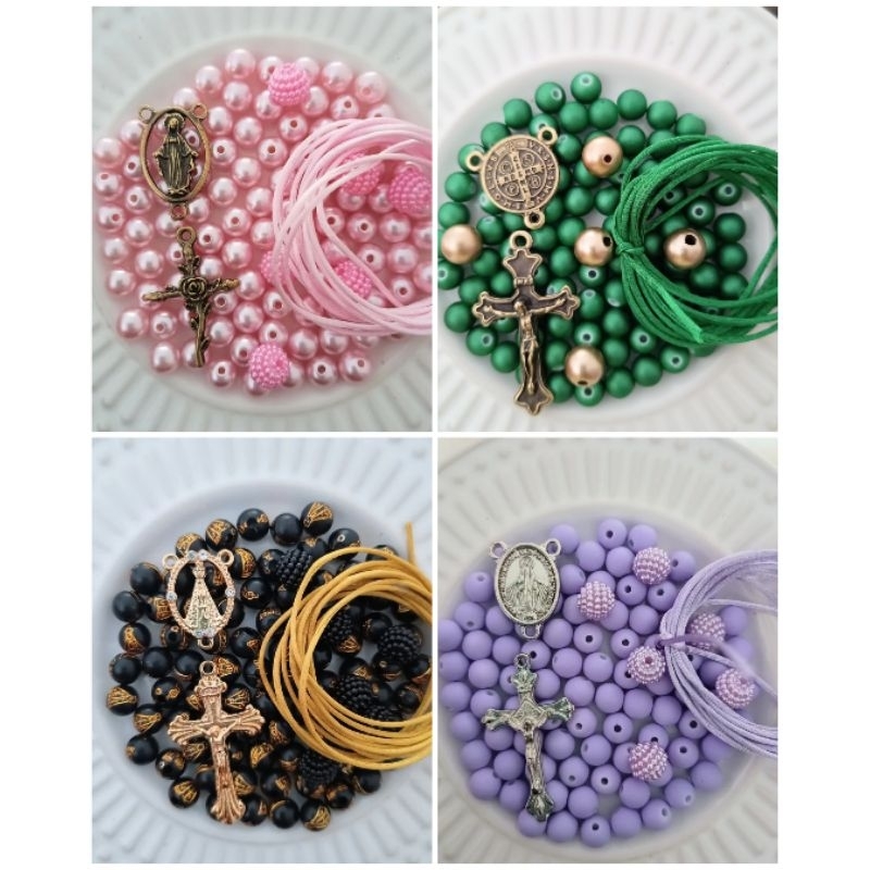 Kit de terço Católico Artesanal para montagem em Oferta na Shopee